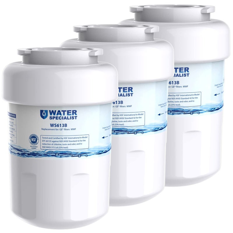Waterspecialist WS613B Replacement for MWFÂ®, SmartWaterÂ® MWFP, MWFA, GWF, HDX FMG-1, WFC1201, GSE25GSHECSS, PC75009, RWF1060, KenmoreÂ® 9991 Refrigerator Water Filter, 3 Filters - Image 1